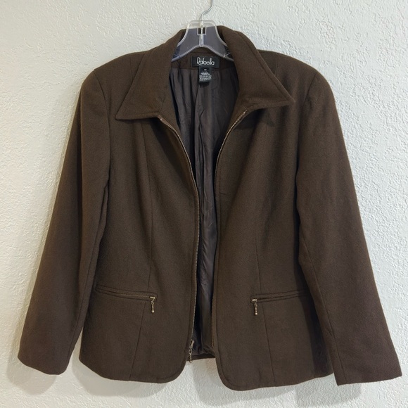 Rafaella 100%Wool Zip-Up Jacket Blazer Brown Size 10 - Picture 8 of 16